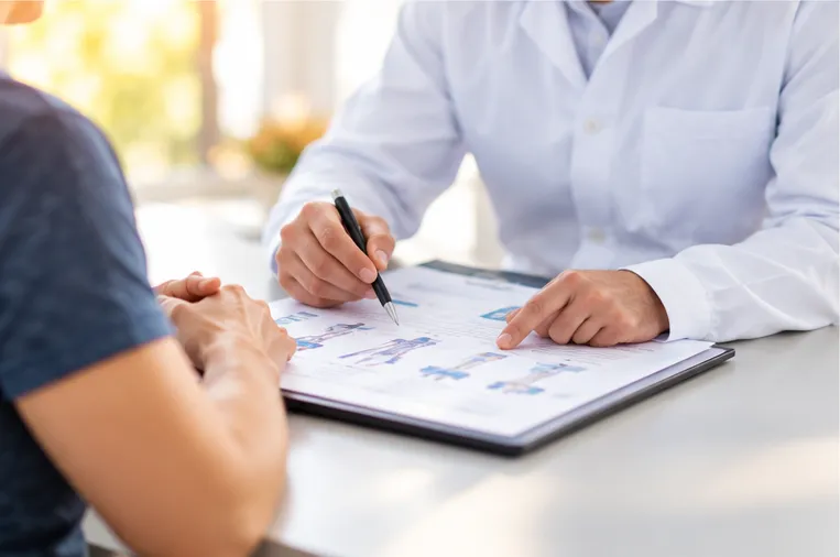 Clinician explaining a care plan