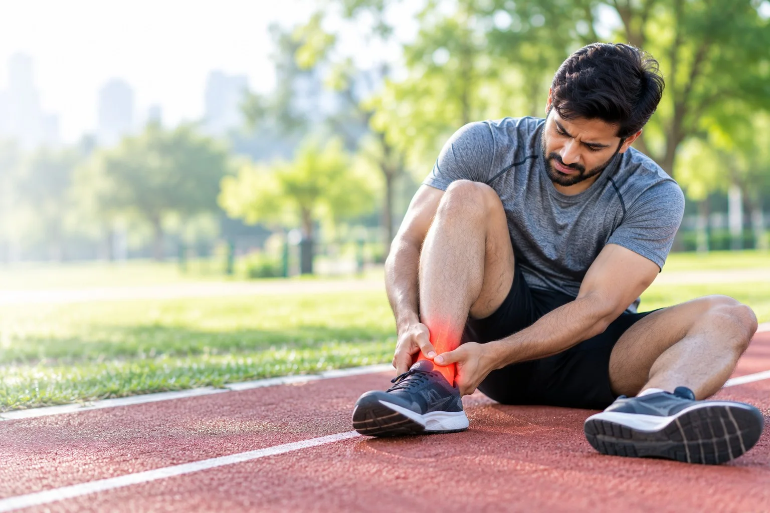 Runner with an ankle injury